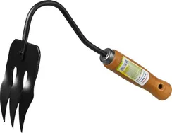 GRINDA ProLine 120х86х265 мм, 3-х зубые, деревянная ручка, грабли-рыхлитель (421514)