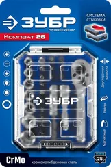 ЗУБР Компакт 26 предм., система стыковки Z-БОКС, набор: трещотка с насадками, Профессионал (25172)