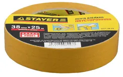 STAYER 38 мм, 25 м, на полипропиленовой основе, двухсторонняя клейкая лента (1221-38-25)