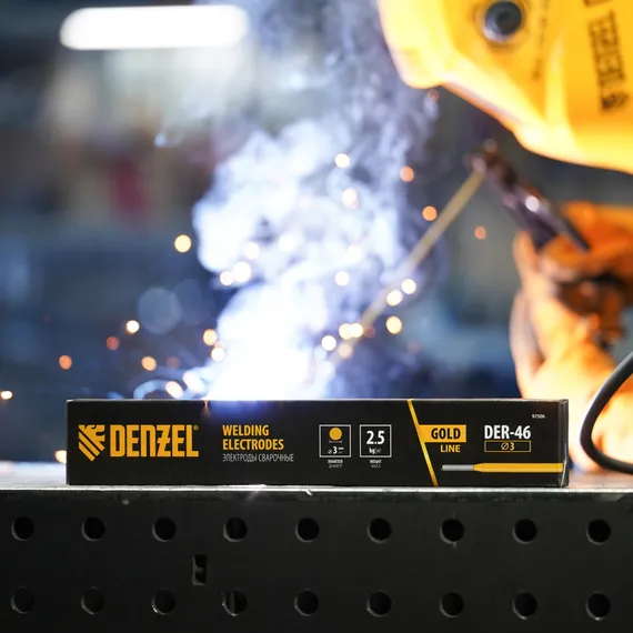 Электроды DER-46 Goldline, диам. 3 мм, 2,5 кг, рутил-целлюлозное покрытие Denzel