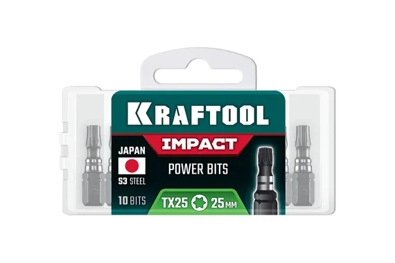 KRAFTOOL Impact TX 25, 25 мм, 10 шт, ударные биты (26195-25-25-S10)