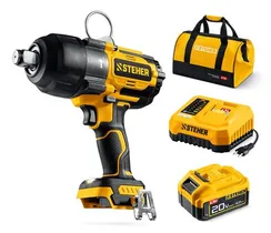 Бесщеточный ударный гайковерт, STEHER 20 В, 1000 Н·м, 1 АКБ LMS (4 А·ч), сумка (CWB-1000-41)