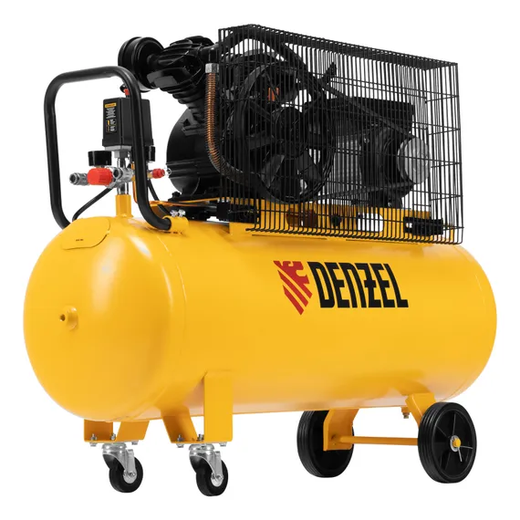 Компрессор воздушный BCV2200/100, ременный привод, 2.2 кВт, 100 литров, 370 л/мин Denzel