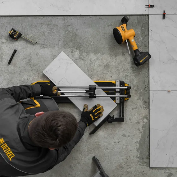 Плиткорез 600х14мм, цельнометал. напр., каретка на подш., стальная станина, рукоятка-пенал Denzel