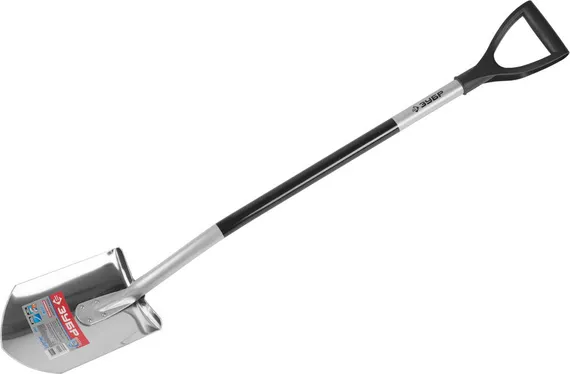 Лопата из нержавеющей стали, алюминиевый черенок, ЗУБР Профессионал