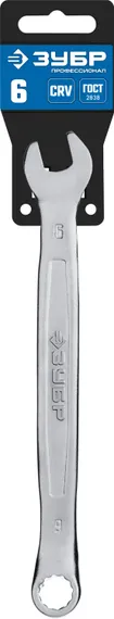 ЗУБР 6 мм, комбинированный гаечный ключ, Профессионал (27087-06)