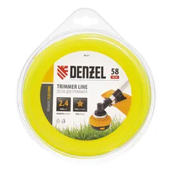 Леска для триммера, звезда 2.4 мм х 58 м, блистер Flex cord Denzel