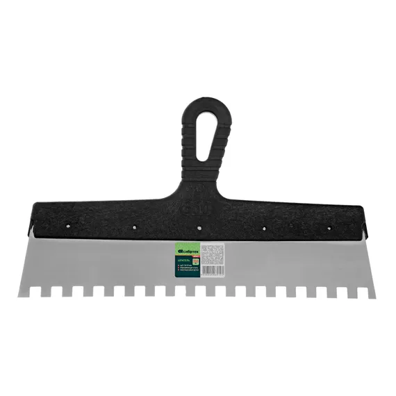 Шпатель из нержавеющей стали, 350 мм, зуб 10 х 10 мм, пластмассовая ручка Сибртех