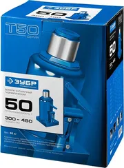 ЗУБР 50 т, 300 - 480 мм, бутылочный гидравлический домкрат, Профессионал (43060-50)