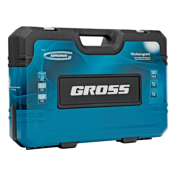 Набор инструментов, 1/4", 1/2", CrV, 120 зубьев, 101 предмет Gross