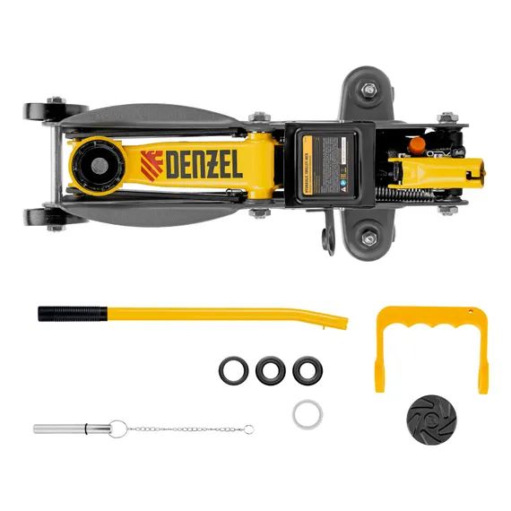 Домкрат гидравлический подкатной с фиксатором, 2 т, 130-330 мм Denzel