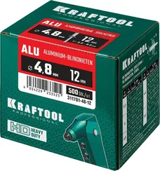 KRAFTOOL Alu (Al5052), 4.8 x 12 мм, 500 шт, алюминиевые заклепки (311701-48-12)