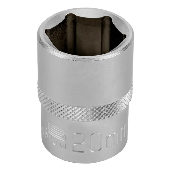 Головка торцевая, 20 мм, шестигранная, CrV, под квадрат 1/2 Stels