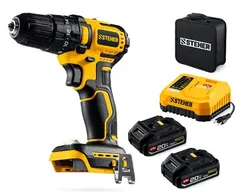 Бесщеточная ударная дрель-шуруповерт, STEHER 20 В, 45 Н·м, 2 АКБ LMS (2 А·ч), сумка (CBS-45-22)