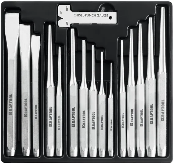 KRAFTOOL Grand-15, 15 предметов, набор зубил и кернеров (21075-H15)