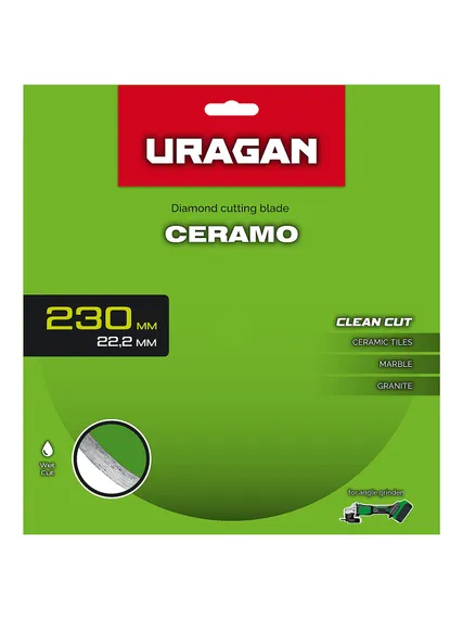 URAGAN CERAMO 230 мм, диск алмазный отрезной сплошной (36707-230)