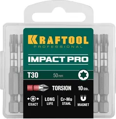 KRAFTOOL Impact TX30, 50 мм, 10 шт, ударные биты (26195-30-50-S10)