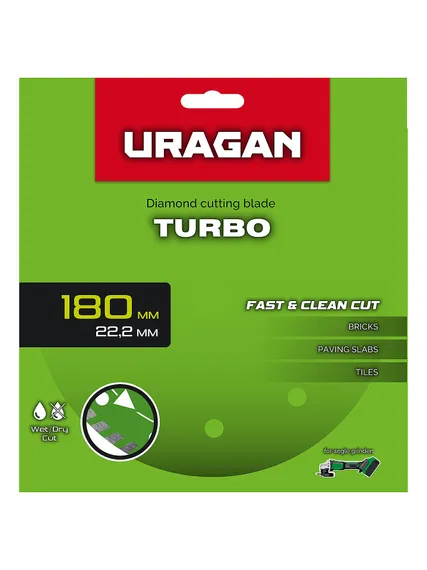 URAGAN TURBO 180 мм, диск алмазный отрезной сегментированный (36706-180)
