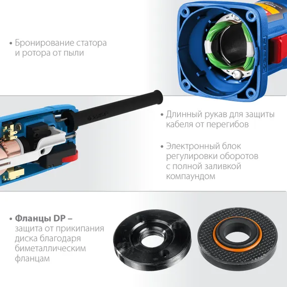 УШМ, (болгарка) электрическая, ЗУБР 1100 Вт, d125 мм, регулировка оборотов, Профессионал (УШМ-П125-1100 Э)