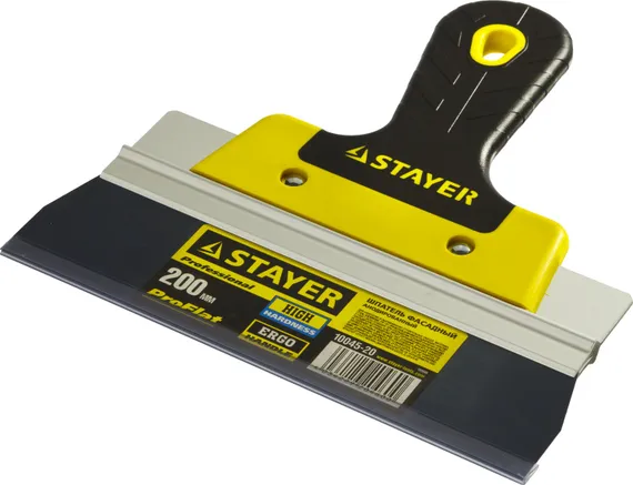 STAYER PROFlat, 200 мм, усиленная алюминиевая направляющая, двухкомпонентная ручка, анодированный, фасадный шпатель, Professional (10045-20)