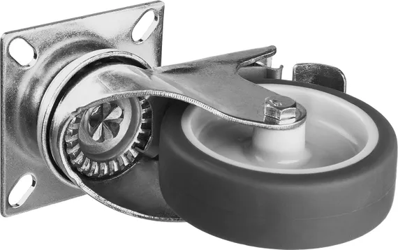 ЗУБР d 75 мм, г/п 60 кг, резина/полипропилен, термопластичное поворотное колесо c тормозом, Профессионал (30946-75-B)
