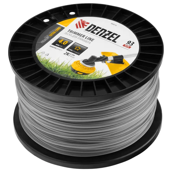 Леска для триммера двухкомпонентная звезда, 4,0мм х 93м, на DIN катушке EXTRA CORD Denzel