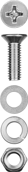 ЗУБР DIN 965, M6 х 16 мм, цинк, 12 шт, винт с гайкой и шайбами (303456-06-016)