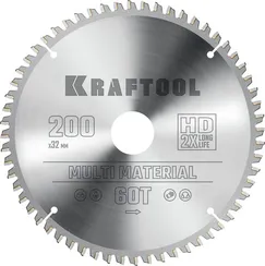 KRAFTOOL Multi Material, 200 х 32 мм, 60Т, пильный диск по алюминию (36953-200-32)