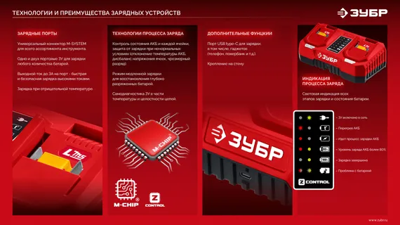 ЗУБР 20 В, 2 порта, 2 х 3 А, зарядное устройство для LMS АКБ (БЗУ-20-2)