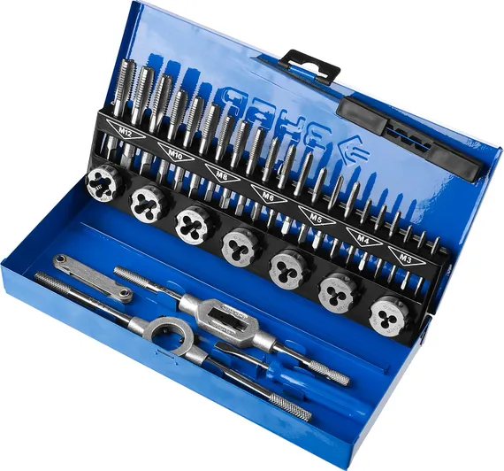 ЗУБР 32 предмета, сталь Р6М5, набор метчиков и плашек, Профессионал (28110-H32)