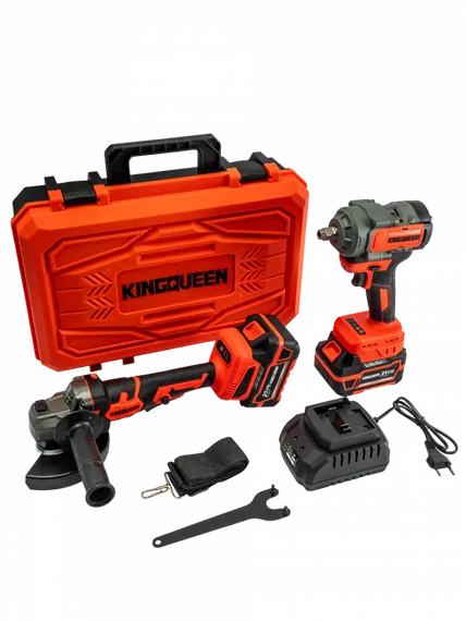 Набор KINGQUEEN 2 пред, 2 АКБ 21В, (УШМ 125мм, Гайковерт 500Нм) KQ-TS012