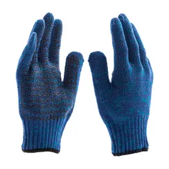 Перчатки трикотажные усиленные, гелевое ПВХ-покрытие, 7 класс, синие Сибртех