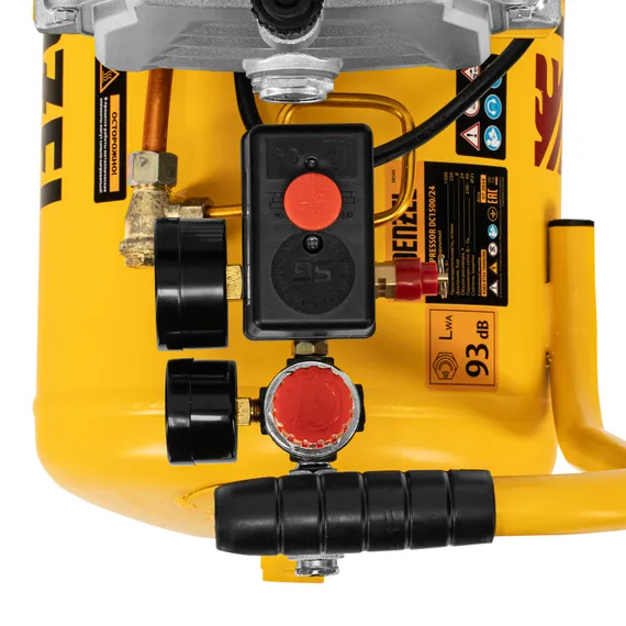 Компрессор воздушный DC1500/24, прямой привод, 1.5 кВт, 24 литра, 220 л/мин Denzel