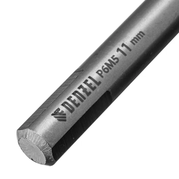 Сверло спиральное по металлу 11 х 195 мм, Р6М5, Golden Tip, удлиненное Denzel