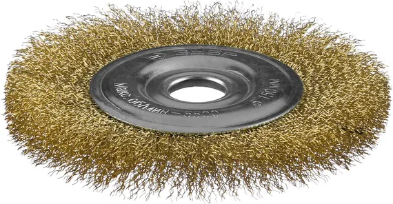 ЗУБР 150 мм, витая латунированная, стальная проволока 0.3. щетка дисковая для УШМ, Профессионал (35187-150)