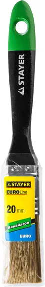 STAYER KANEKARON-EURO, 20 мм, 3/4″, искусственная щетина, деревянная ручка, для высокотекучих ЛКМ, плоская кисть (0106-020)