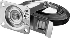 ЗУБР d 200 мм, г/п 185 кг, игольчатый подшипник, резина/металл, поворотное колесо c тормозом, Профессионал (30936-200-B)