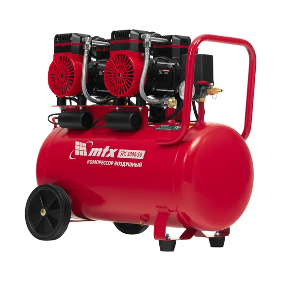 Компрессор безмасляный малошумный SPC 3000/50, 3000 Вт, ресивер 50 л, 520 л/мин// MTX