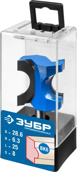 ЗУБР 28.6 x 25 мм, радиус 6.3 мм, фреза полустержневая, Профессионал (28723-28.6)