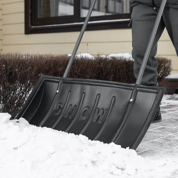 Движок для уборки снега пластиковый, 780 х 420 х 1140 мм, стальная рукоятка, Сибртех