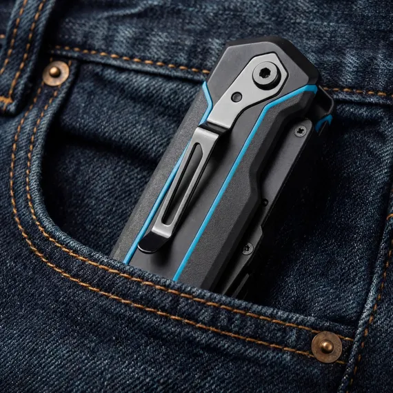 Нож-скребок складной, 19мм, сменное лезвие, SK2, 5 запас. лезвий, алюмин. корпус, клипса GROSS