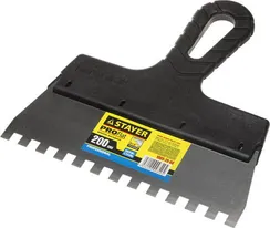 STAYER PROFlat, 200 мм, зуб 8 х 8 мм, пластиковая ручка, зубчатый, нержавеющий фасадный шпатель, Professional (1009-20-08)