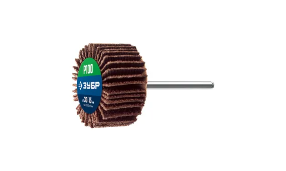 ЗУБР d 30 x 15 мм, P100, на шпильке d 3.2 мм, круг шлифовальный лепестковый, Профессионал (36600-100)