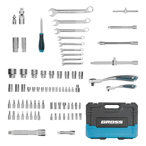 Набор инструментов, 1/4", 1/2", CrV, 120 зубьев, 82 предмета Gross