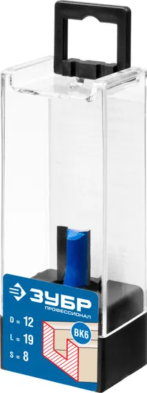 ЗУБР 12 x 19 мм, хвостовик 8 мм, фреза пазовая прямая, Профессионал (28753-12-19)