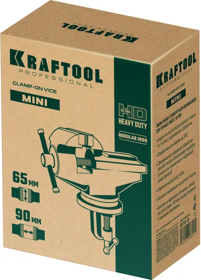 KRAFTOOL Mini, 65 мм, прецизионные тиски на струбцине (32713-75)