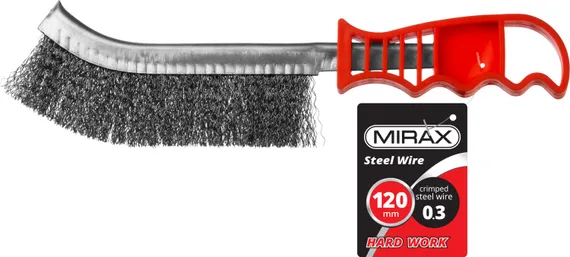 MIRAX однорядная, витая стальная проволока 0.3 мм, щетка ручная с пластмассовой рукояткой (35112-2)