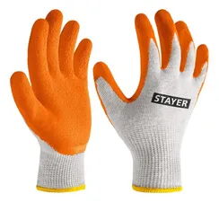 STAYER ULTRA, S-M, х/б перчатки с рельефным латексным покрытием, противоскользящие (11403-S)