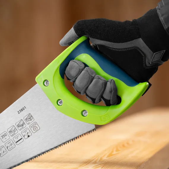 Ножовка по дереву "Зубец", 350 мм, 7-8 TPI, каленый зуб 2D, двухкомпонентная рукоятка Сибртех