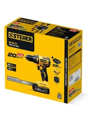 Бесщеточная дрель-шуруповерт, STEHER 20 В, 65 Н·м, 2 АКБ LMS (2 А·ч), сумка (CB-65-22)